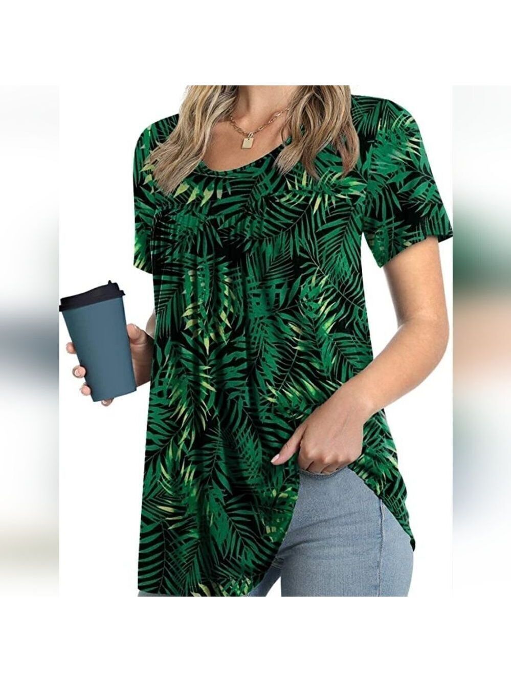 LONGYUAN Women Casual Tops Short Sleeve Tunic Hide Belly Shirts Elastic …